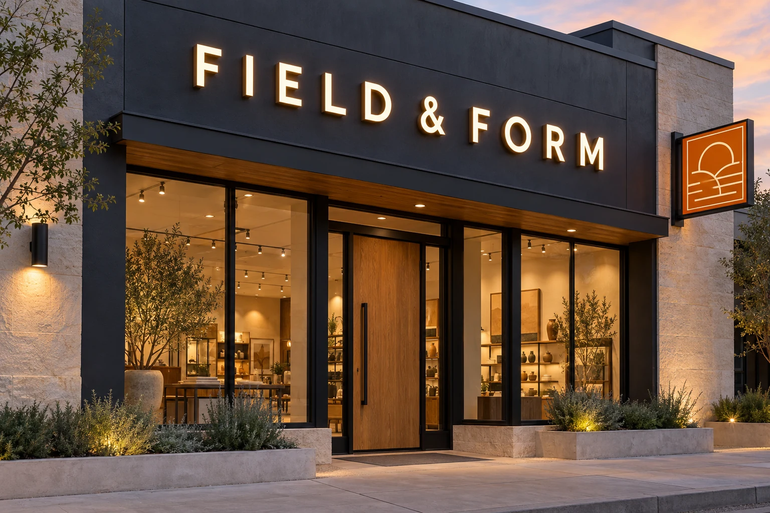 Concept storefront with illuminated dimensional letters